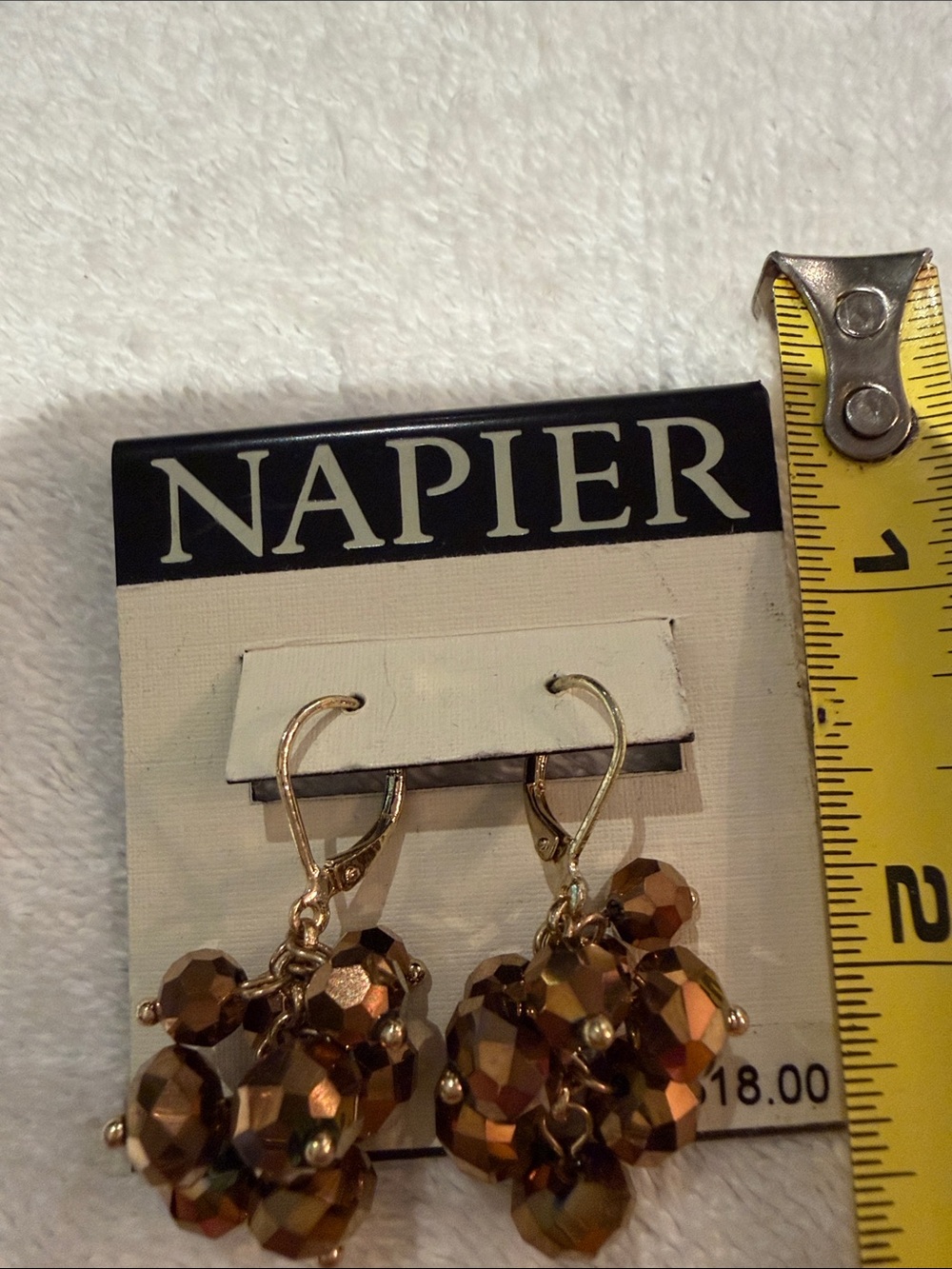 Napier Metallic Gold Faceted Cluster Drop Earrings